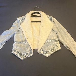 Veronica Beard 80s denim shearling jacket